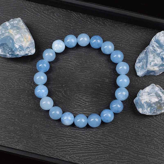 Yvianna -  Natürliche Aquamarin-Quarz-Perlen Armbänder